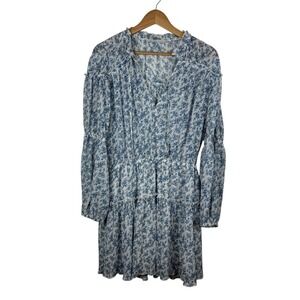 Madison Marcus Floral Print Tiered Mini Dress Sz M Long Sleeve Cottagecore Flowy